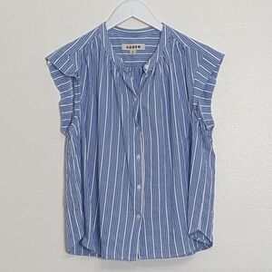 Boden Blouse 8 Blue Striped Cotton Sleeveless Casual Capsule